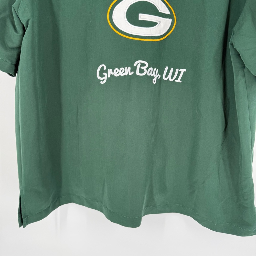 Green Bay Packers Button Up Camp Bowling Shirt NFL Apparel Embroidered Logo XXL - Picture 9 of 13